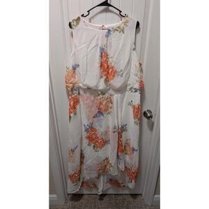 Jemma Womens Plus Size 18W White Floral Sleeveless Long Spring Summer Dress